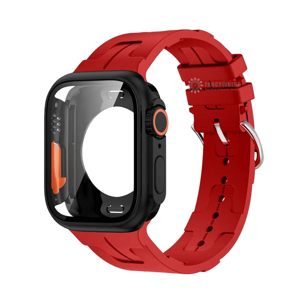 Original Silicone Band &Change To Ultra Case For Apple Watch 9 8 7 6 SE 5 4 Strap For iWatch Series 44mm 45mm 42mm 41mm Bracelet