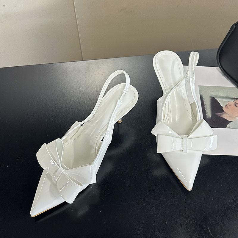 

Fashion Fashion Pointed Toe Ladies Thin Heels Sandals Shoes New Footwear Butterfly-Knot Elegant Women Heeled Sandals Shoes Female Pumps 35 бежевый