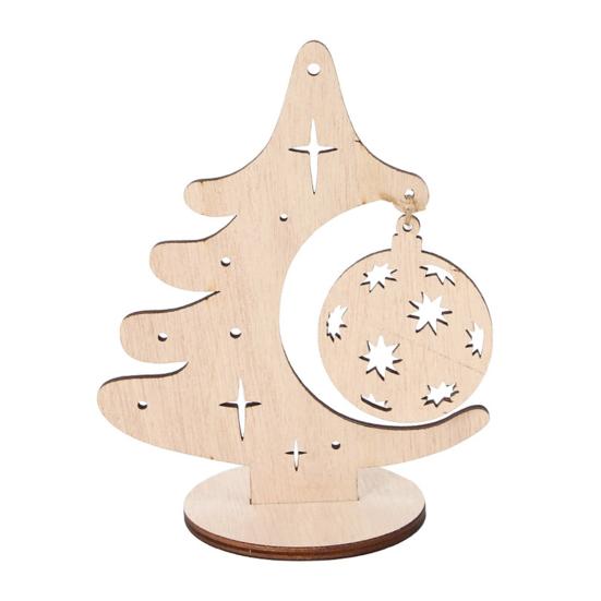 Xmas Tree Cutout Ornament Wooden Tree Ornament with Cut-out Patterns Hanging Pendant Freestanding Christmas Tree Centerpiece for Table Mantel