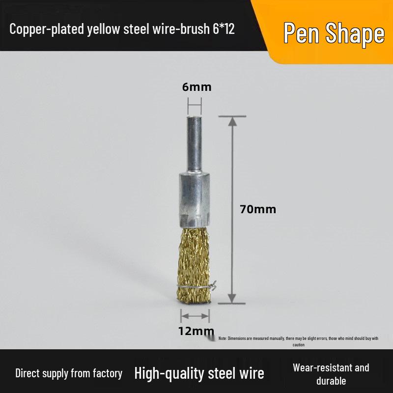 T-Shaped Electric Wire Brush with Handle for Rust Removal and Metal Cleaning - 6mm Handle