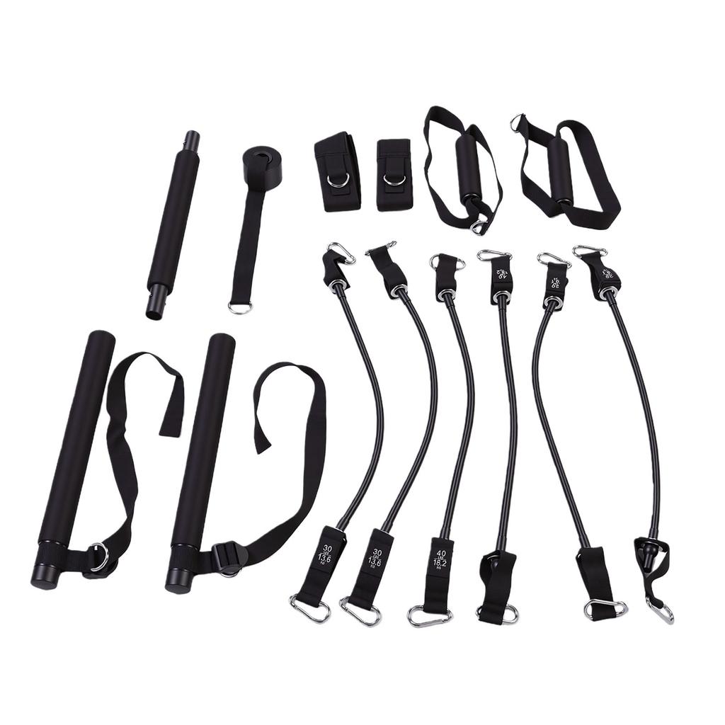 Pilates Bar Kit 20 30 40 Lbs Resistance Bands Adjustable Pilates Workout Equipment with Storage Bag for Home Fitness