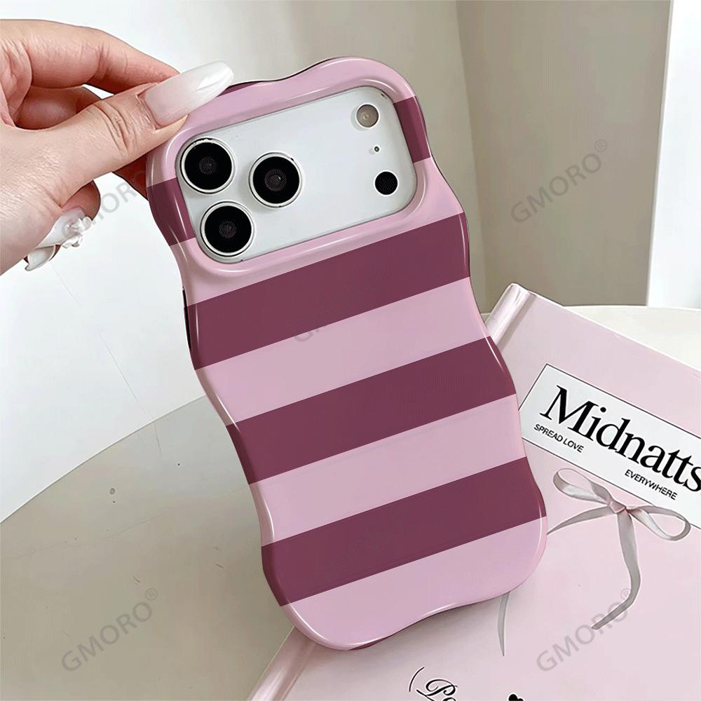 Summer Fresh and Simple Color Matching Striped 15plus Film Case iPhone17 Wavy Edge Mobile Phone Case Wholesale Customization
