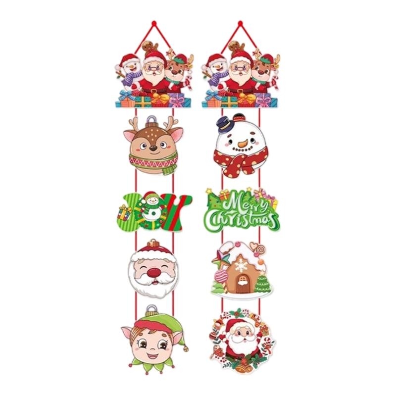 Festival Door Hanging Set Bright Color Modern and Efficient Christmas Wall Art For Home Office Party Decoration