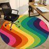1pc Rainbow Waves Chair Carpet for Office, Round Non-Slip Durable Large Size Office Carpet, Suitable for Office, Beautiful Decoration
