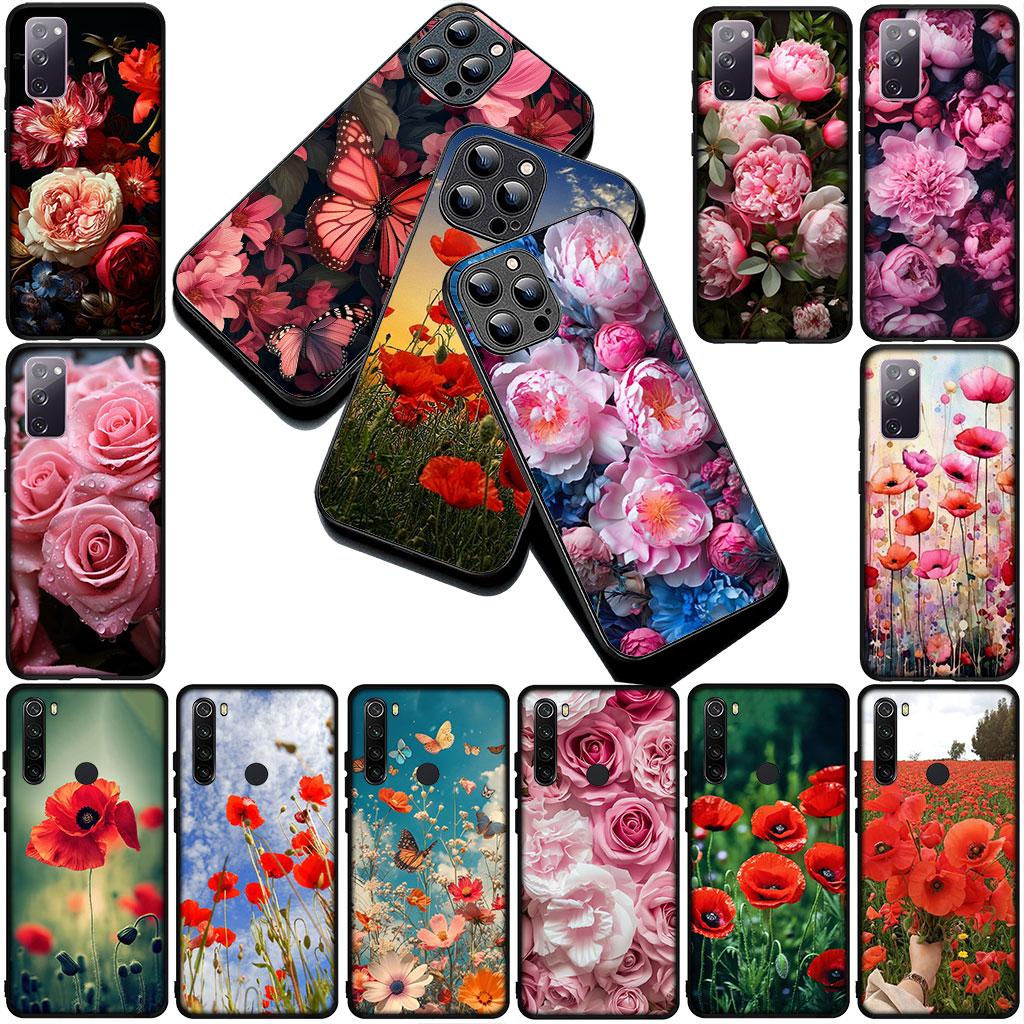 Poppy Flower Bloom Fashion Phone Cover for Motorola Moto G55 G45 G75 G85 G13 Edge 50 30 Fusion 40 NEO Ultra Pro Soft Case