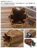 Whatna Natural Thick Cowhide Leather Coin Purse for Men and Women, 2-Way Drawstring Bag, Mini Sacoche Bag, Carabiner Pouch, Belt Loop, Mini Waist Bag,