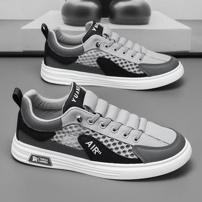 Men's Shoes 2024 Summer Shoes New Versatile Casual Sports Hollow Breathable Men's Non-slip Mesh White Board Shoes