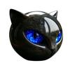 Mysterious Obsidian Style Ornament Spherical Black Cat Head Ornament, Resin Gothic Sculpture with Colorful Lover Gift Eyes for Halloween