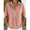 TIFICY Women's Fashion Casual Summer Spring Stripe Print Short Sleeve POLO Neck Blouses & Shirts