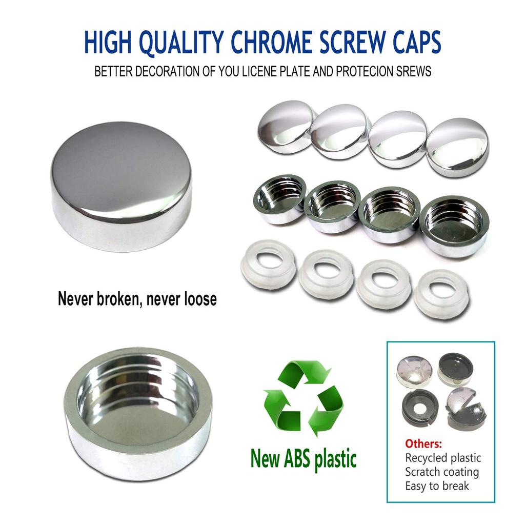 Anti Theft License Plate Screws- Stainless Steel Bolts Fasteners Kits For Car Tag Frame Holder, Tamper Resistant Mounting Hardware,1/4"(M6) Security