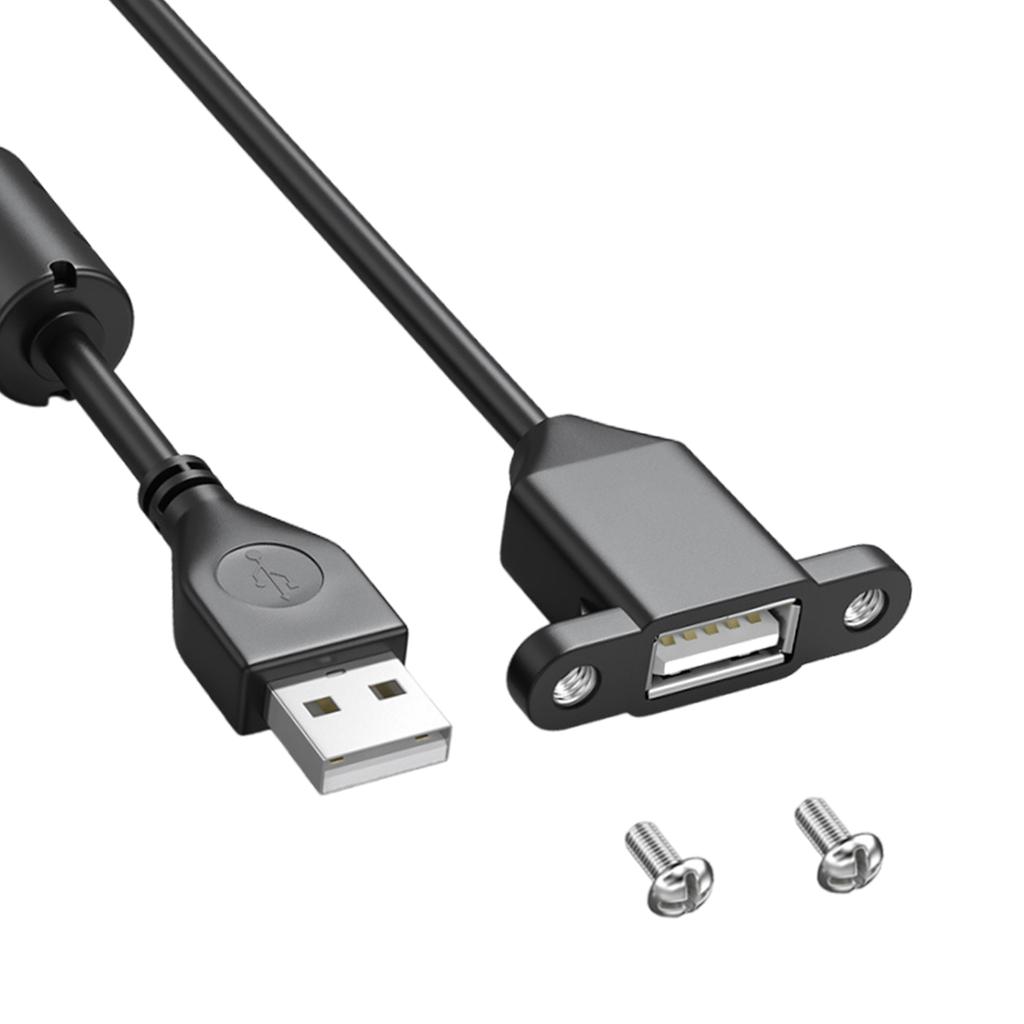 Prodlužovací kabel USB pro nabíjení s USB 2.0 konektorem (samec-samice), montáž do panelu s otvorem pro šroub pro telefony, notebooky, myši