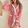 Women's Winter Warm Fuzzy Hooded Bathrobe Hooded Pajamas Plush Bathrobe for Women