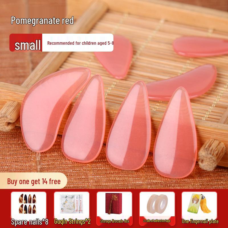 Authentic Tortoiseshell Colored Guzheng Fingernails for Children - Professional Performance Grade, Medium Size
