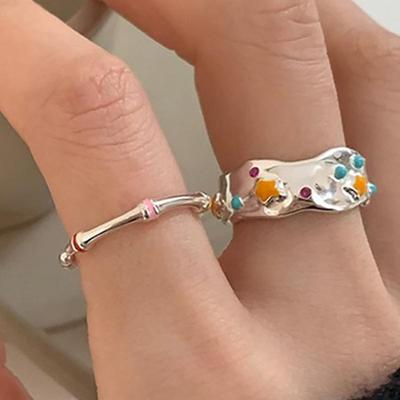 Anillo de esmalte de gota para mujeres y niñas, personalidad de moda, regalos de joyería de cumpleaños geométricos irregulares