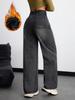 Women's Winter High-Waisted Wide-Leg Velvet Denim Pants - 2025 Trend