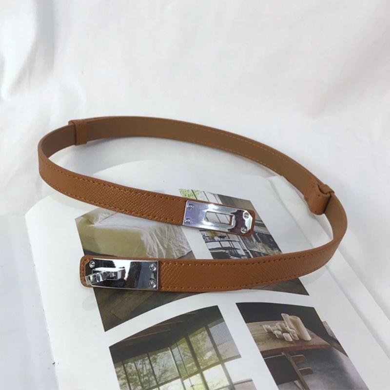 Fashionable Metal Adjustable Buckle Slim Belt for Women Perfect for Casual and Business Outfits