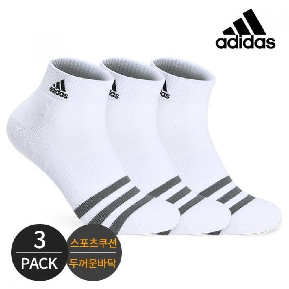 

Adidas Mens Cushion Front Three Line Embroidery Ankle Socks 3P WHP323621236