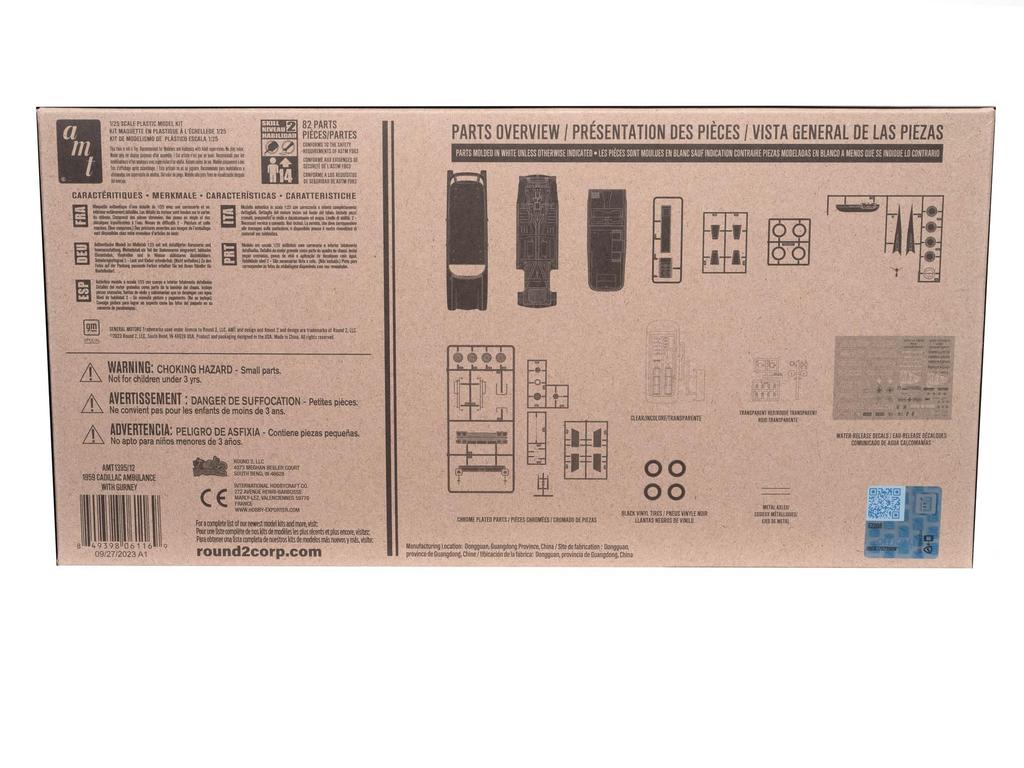AMT Escala 1959 Ambulância Cadillac com Maca Kit Modelo de Plástico 1/25 (AMT1395)