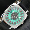 REFURBISHED VINTAGE HAND-WINDING SWISS MENS ROULETTE SEA GREEN WATCH A700942-5 R205a-a700942