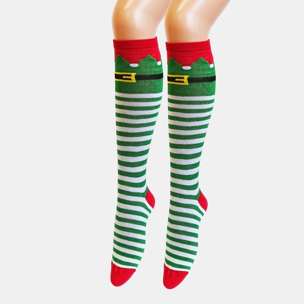 Warm Striped Knee High Socks Holiday Christmas Santa Stockings Fashion Knee High Stockings Unisex