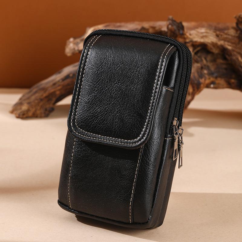 Pu Leather Crossbody Bag Versatile Style Simple Design Waist Bag Multiple Pockets Leather Case Messenger Bag Outdoor Work