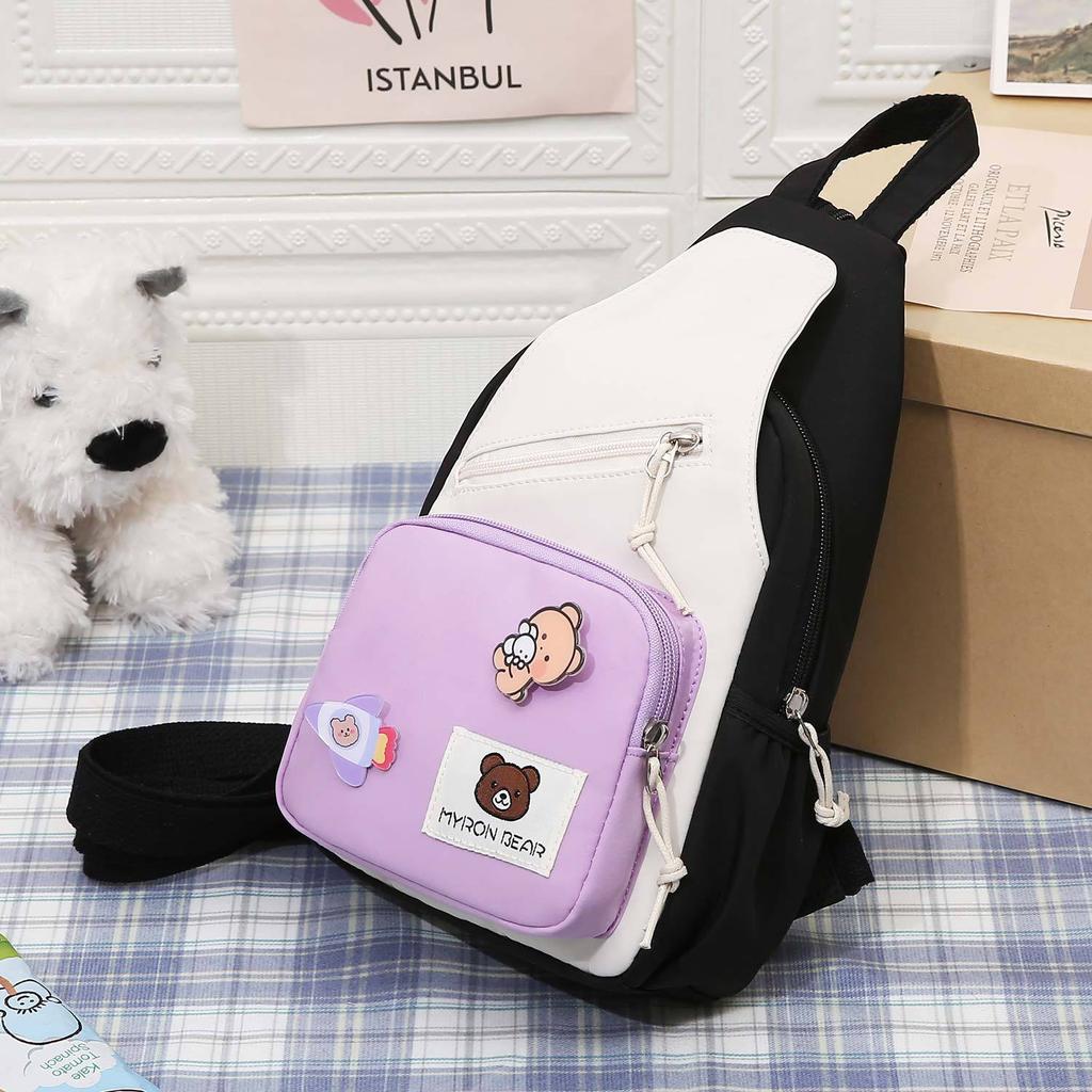 New Multi-functional Breast Bag Women's Hong Kong Style Fashion Satchel Large Capacity Student Ins Small Backpack Can Be Crossed On Both Shoulders