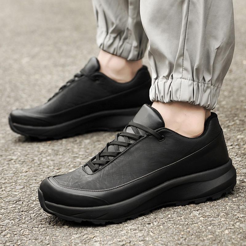 Men's Genuine Leather Low-Top Hiking Shoes - Spring/Autumn, Large Size Casual Sports Sneakers