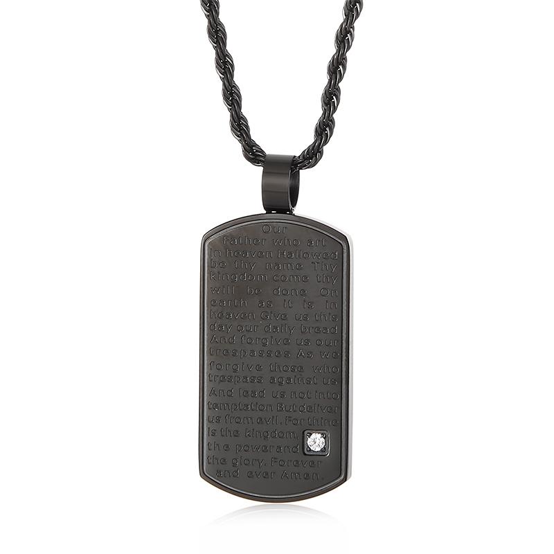 Christian Bible Verse Pendant Necklace for Men Women Stainless Steel Religious Amulet Jewelry Black/Gold Color Accessories