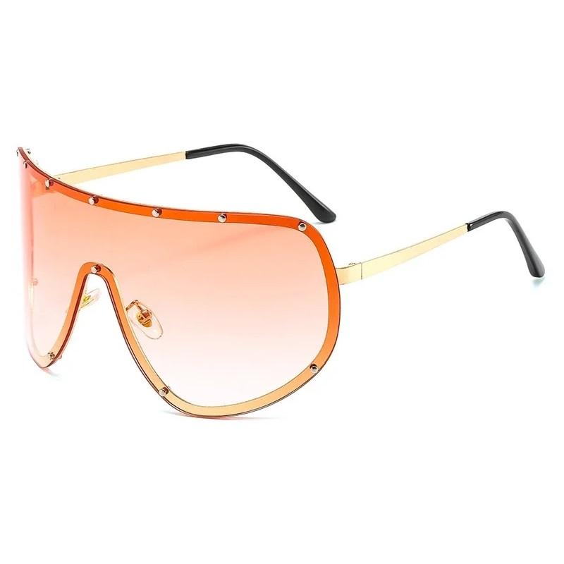 Oversized Rimless Shield Sunglasses Women Men New One Piece Lens Visor Mask Windproof Black Big Sun Glasses Shades Unique Uv400