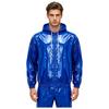 S-3XL Men Waterproof Hooded Jacket Long Sleeve Front Zip Up Drawstring Raincoat Windbreaker for Hiking Fishing Biking Outdoor