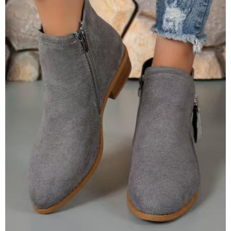 New Women's Shoes: Chunky-heeled Plus-size Women's Boots, Low-heeled Ankle Boots for Women