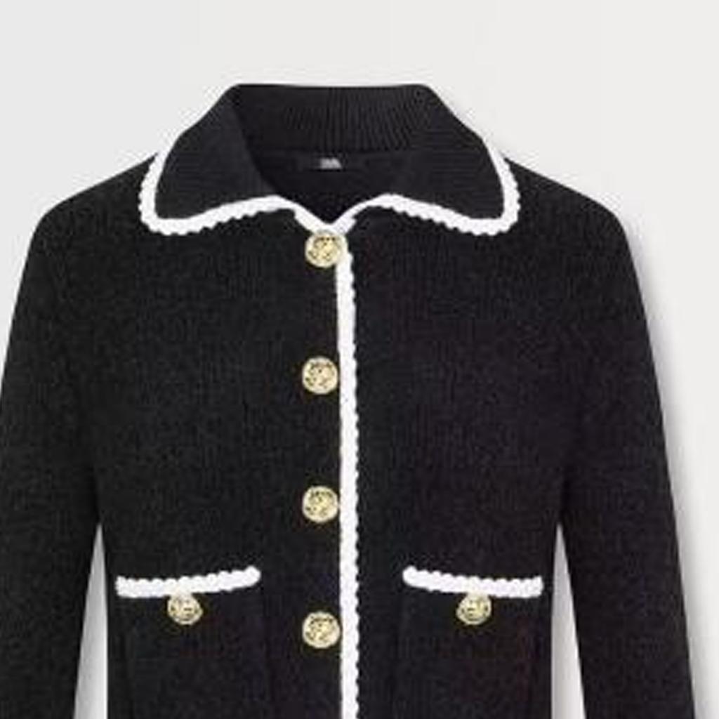 Karl Lagerfeld Color Block Lapel Single Breasted Long Sleeve Jacket Women Jackets Black E36W2015999
