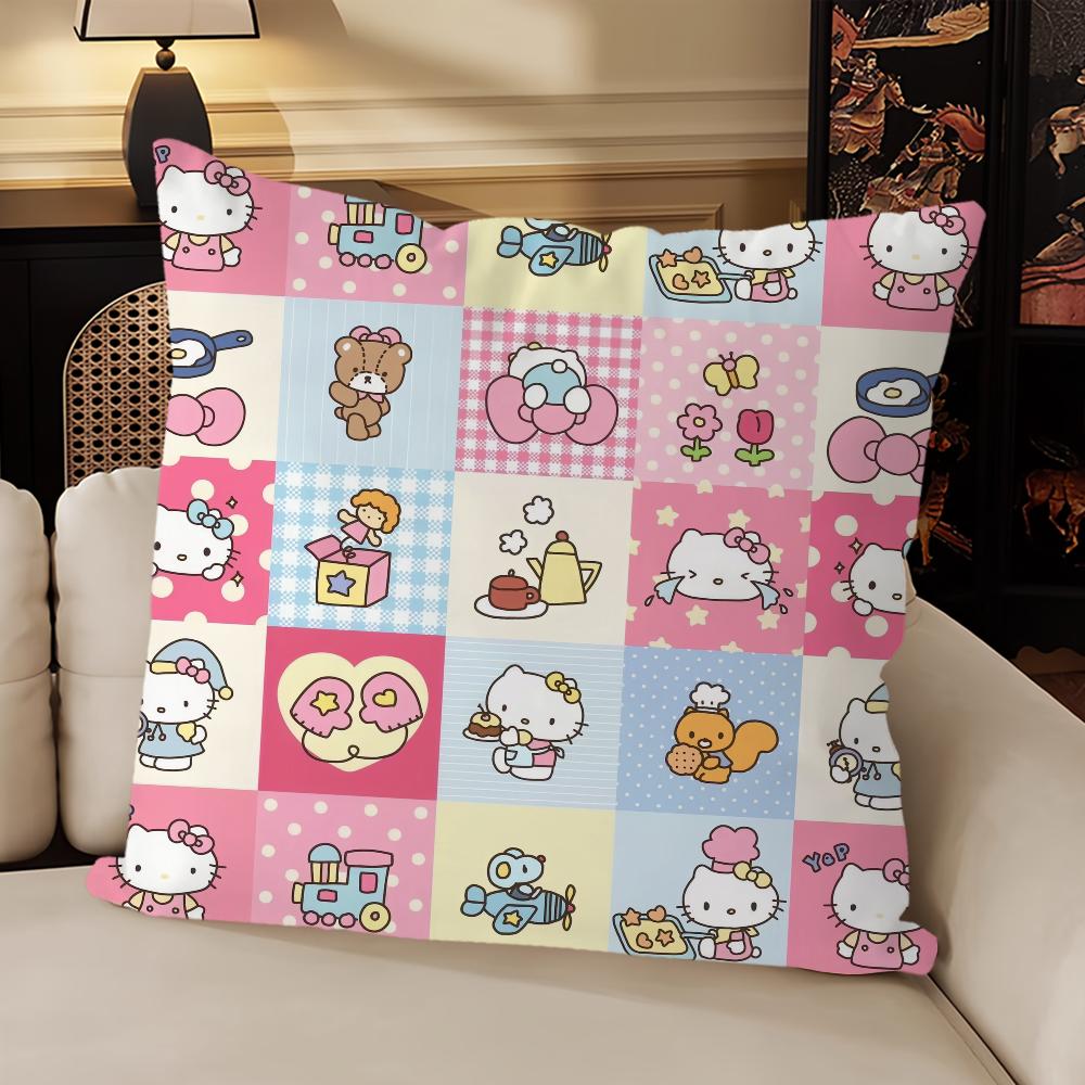 H-Hello K-Kittys Cute Pillow Case Sofa Living Room Bedroom Headboard Backrest Cushion Square Cushion Nap Time