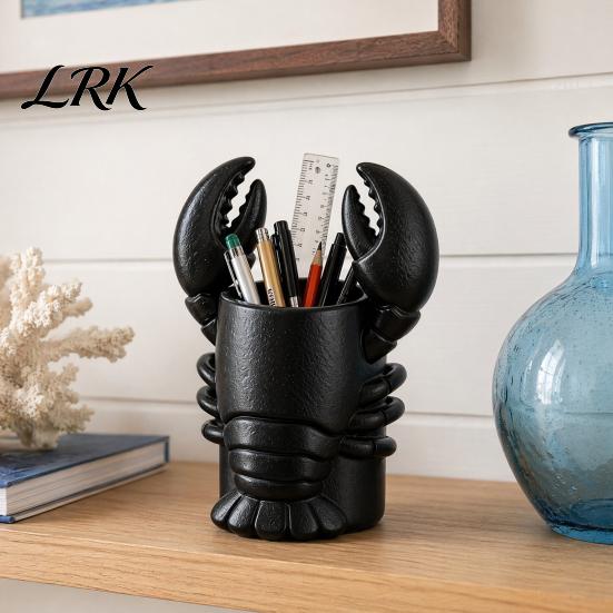 Artistic Brush Holder Lobster Pen Holder, Halloween Funny Sea Animal Pencil Stand, Creative Eye-catching Desk Decor Organizer for Brushes Makeup
