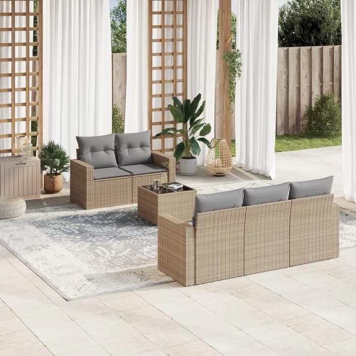 VidaXL Garden Lounge Set with Cushions 6 Pcs Beige Braided Resin 3251036