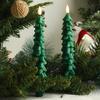 Remote Control Window Candles Green Christmas Tree Flameless LED Candle, 9.8" Battery Operated Taper Candles, Dorm Room Decorative Lighting