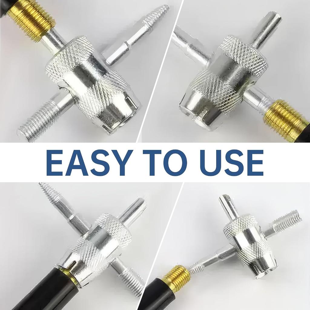 4 Pcs 4-Way Valve Core Removal Tool Stainless Steel Tire Valve Stem Tools 4-in-1 Valve Stem Removal Tool Valve Stem Puller for Bicycle Motorcycle Car