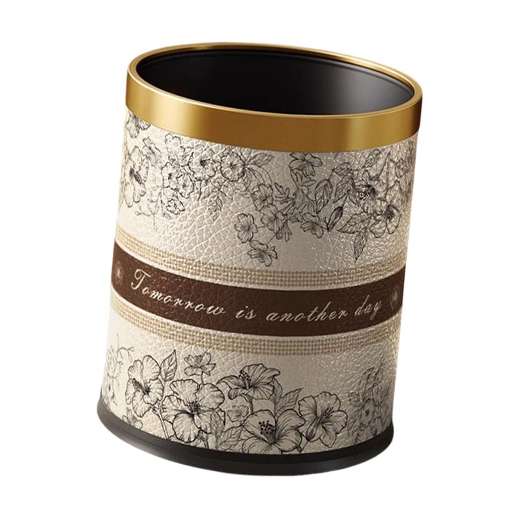 Round Trash Can French vintage Garbage for Bedroom Kitchen Bathroom Office Living Room Dorm Laundry Room Indoor