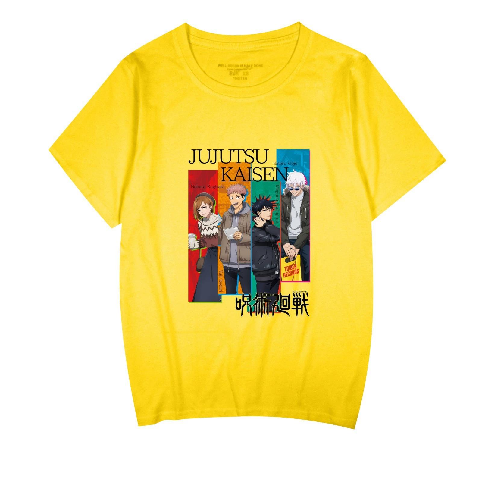 

Jujutsu Kaisen Cartoon Tshirt Men Women Anime Print Top Tees Tshirts Fashion Summer T-shirt XXS жовтий
