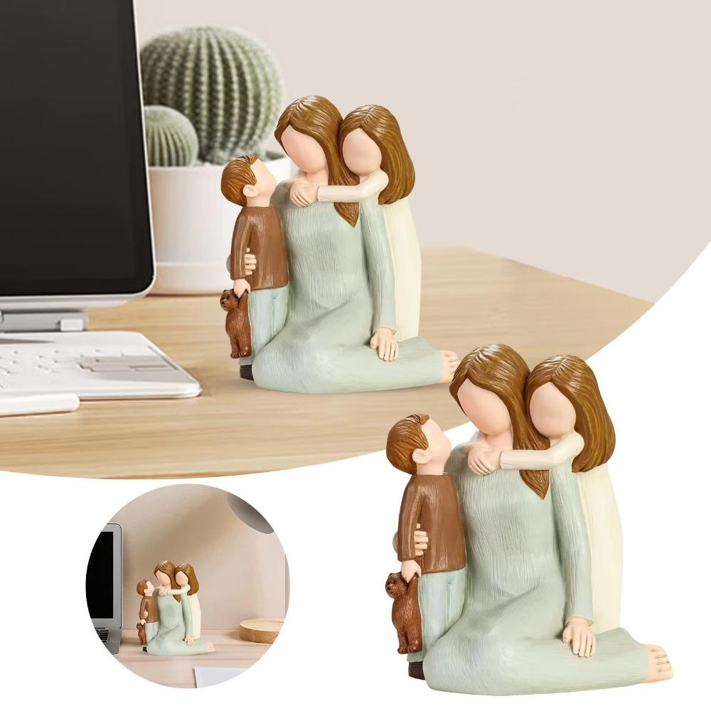 Hand-Painte Family Sculpture Elegant Resin Family Ornament Mothers Day