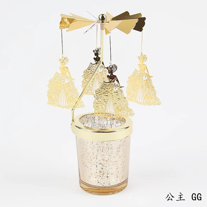 

Романтический подарок на День святого Валентина вращающийся подсвечник в виде ангела/розы/рождественской снежинки, подсвечник для чайной лампы для украшения домашней вечеринки