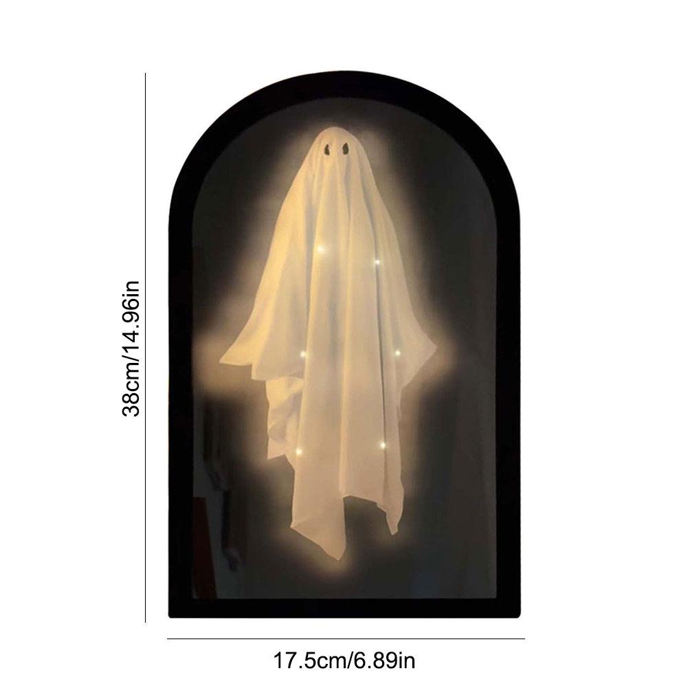 Halloween Ghost Mirror Night Light Cute Halloween Home Accessories Spooky Halloween Hologram Ghost Prank Decor 35*20cm/50*24cm