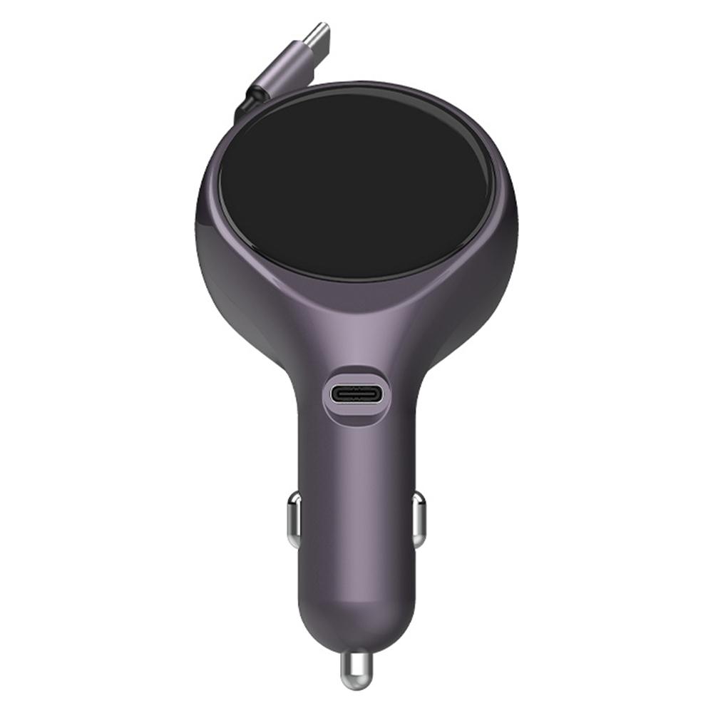 Carregador de Carro K1 Tipo C PD 20W Adaptador de Carregamento Rápido com Cabo Retrátil