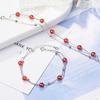 Bracciale in Argento Sterling 925 Moda Pietra Granato Rosso Doppio Strato Perline Catena Collegata Per Donne Bracciale Ciondolo Gioiello Regalo