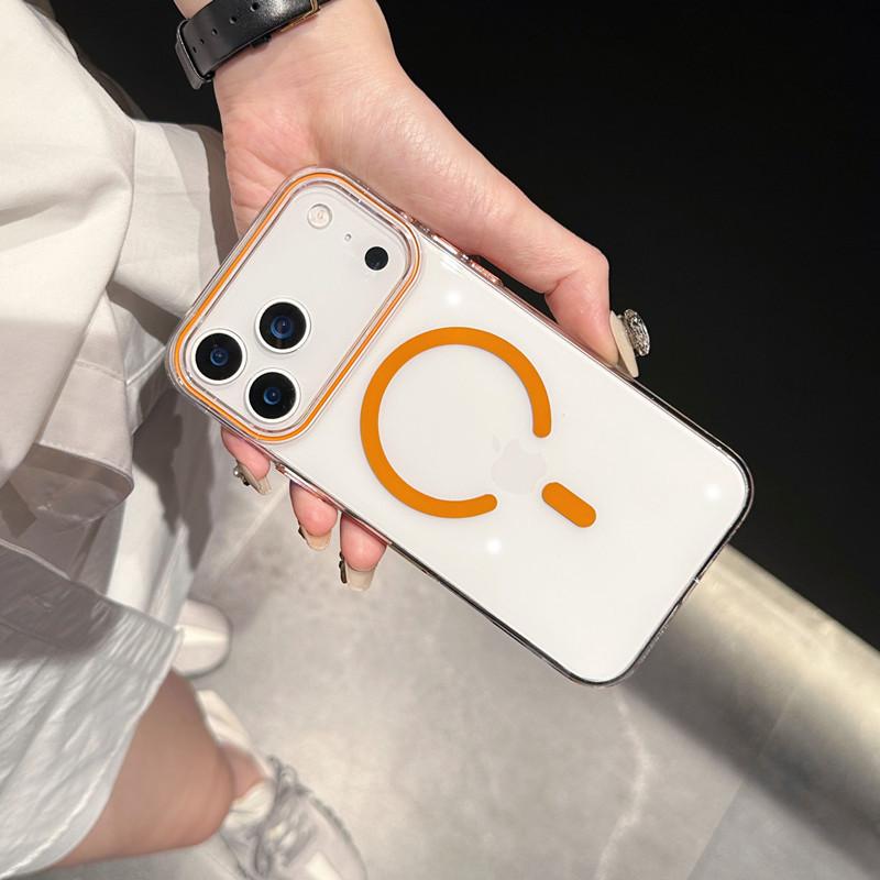 IPhone 17 Mobile Phone Case Ice permeable Magnetic Absorbing PC Anti fall Apple 16pro Transparent Original Color 15 Protection Case
