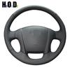 DIY Black Artificial Leather Steering Wheel Cover Hand-stitched Car Steering Wheel Covers for Kia Sportage 2 2005 -