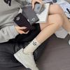 Autumn Double-needle Striped Fashionable Embroidered Letter Cotton Mid-calf Socks