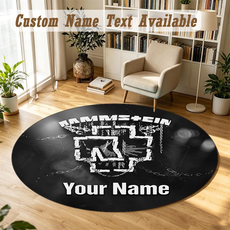 Round Rug Custom NameRammstein Pattern Non Slip Carpet Home Floor Decor