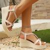 Fashion Summer Plus Size Wedges Sandals for Women 2025 White Casual Elastic Band Roman Woman Sandles Beach Open Toes Women Sandals