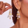 Funny Enamel Santa Claus Dangle Earrings For Women Christmas Tree Elk Long Tassel Drop Earring New Year Party Jewelry Gifts